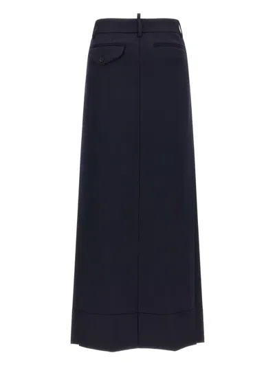 Dsquared2 Stitched Skirt With Pockets And Loops In Blue