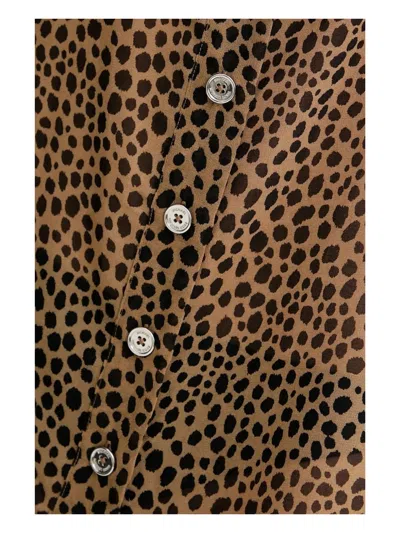 Michael Michael Kors Leopard-print Button Top In Brown