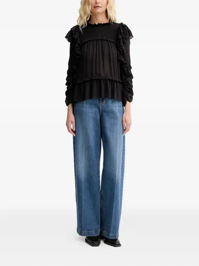 CRISP 弹性缩褶荷叶边罩衫