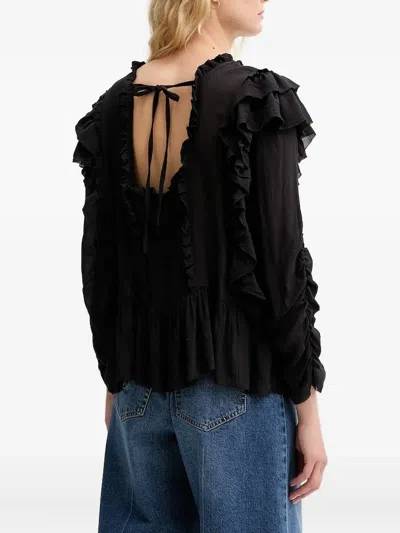 CRISP 弹性缩褶荷叶边罩衫