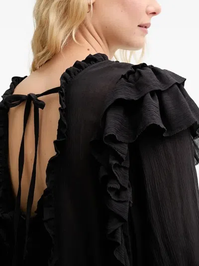 CRISP 弹性缩褶荷叶边罩衫