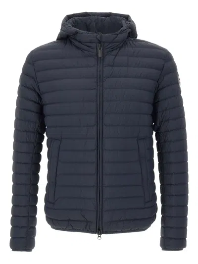 连帽横绗缝羽绒夹克