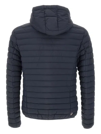 连帽横绗缝羽绒夹克