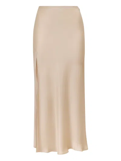 Lapointe Flared Midi Straight Skirt In Neutral