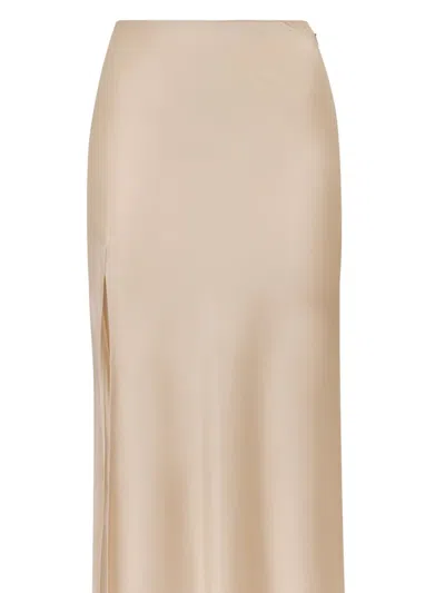 Lapointe Flared Midi Straight Skirt In Neutral