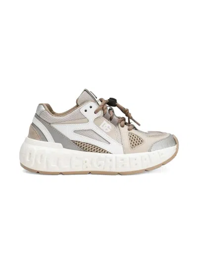 Dolce & Gabbana Mesh-panelled Lace-up Sneakers In Neutral
