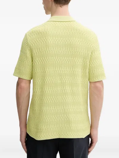 Samsoe & Samsoe Textured Buttoned Polo Shirt In Green