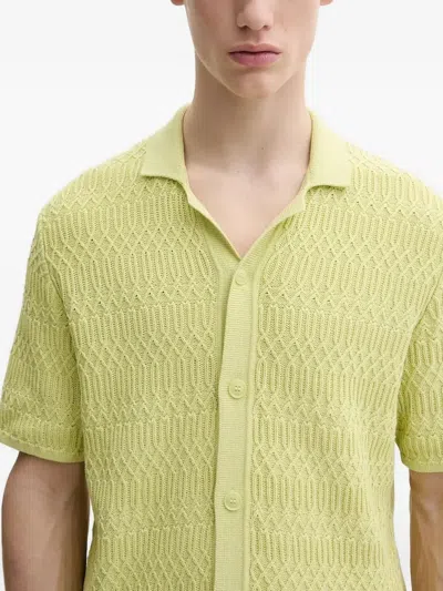 Samsoe & Samsoe Textured Buttoned Polo Shirt In Green