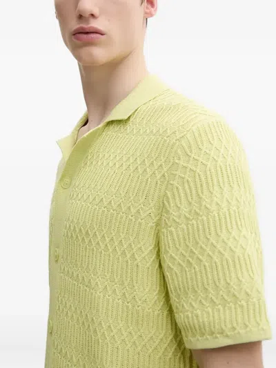 Samsoe & Samsoe Textured Buttoned Polo Shirt In Green