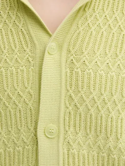 Samsoe & Samsoe Textured Buttoned Polo Shirt In Green