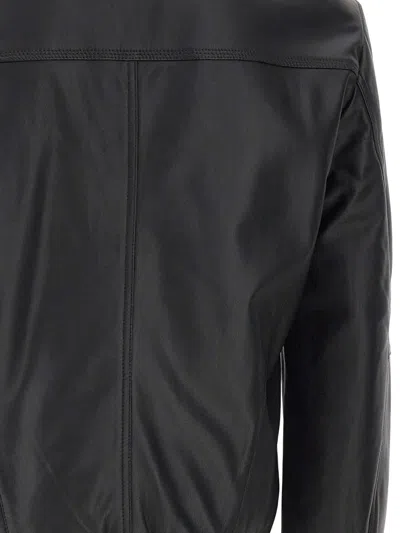 立领拉链皮夹克