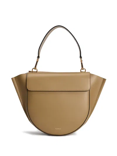 Wandler Structured Vitello Leather Shoulder Bag With Winged Sides In Brown