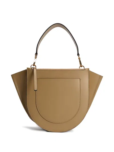 Wandler Structured Vitello Leather Shoulder Bag With Winged Sides In Brown