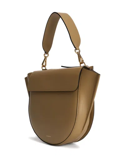 Wandler Structured Vitello Leather Shoulder Bag With Winged Sides In Brown