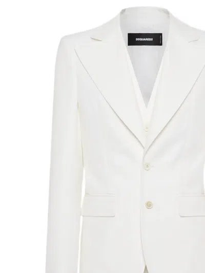 Dsquared2 70s Single-breasted Suit In White