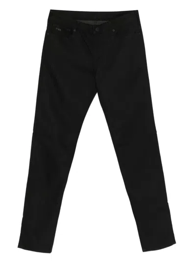 Emporio Armani Cotton Denim Trousers With Front And Back Pockets In Black