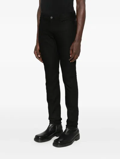 Emporio Armani Cotton Denim Trousers With Front And Back Pockets In Black