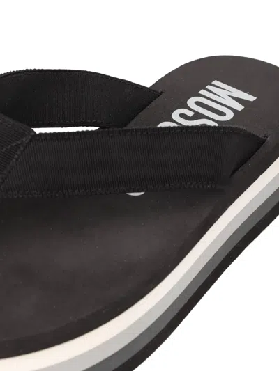 Pre-owned Moschino Striped-pattern Platform Flip-flops In Black