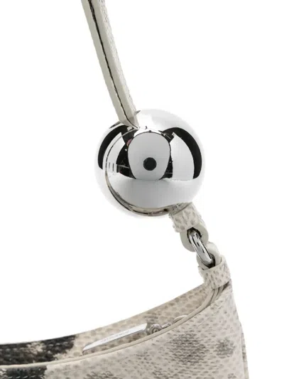 Jacquemus Curved Textured Shoulder Bag With Metallic Embellishments In Neutral