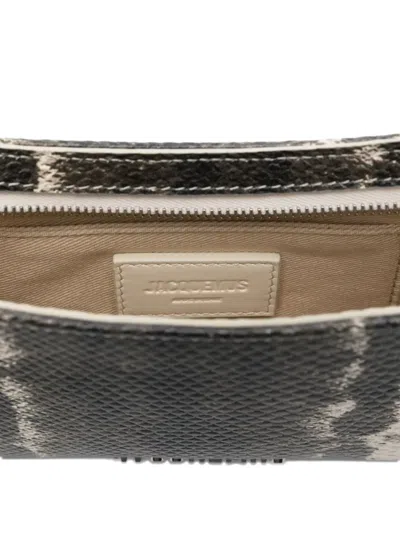 Jacquemus Curved Textured Shoulder Bag With Metallic Embellishments In Neutral