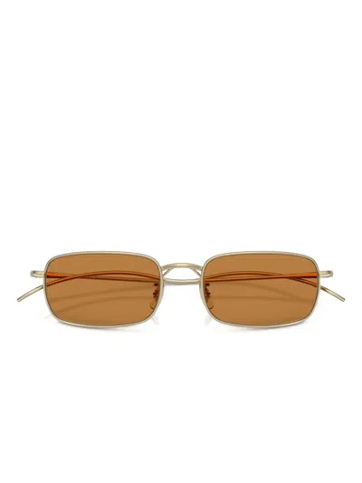 Oliver Peoples Womens Gold Ov1364st Rectangle-frame Metal Sunglasses In Gold