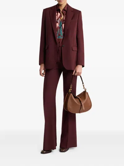 Etro Flared Leg Trousers With Pockets And Loops In Brown