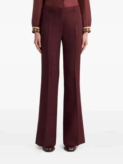 Etro Flared Leg Trousers With Pockets And Loops In Brown
