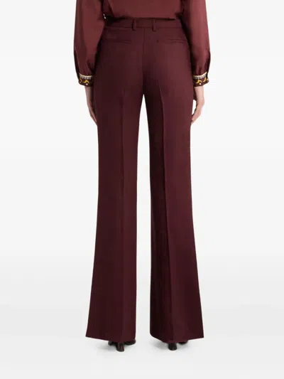 Etro Flared Leg Trousers With Pockets And Loops In Brown