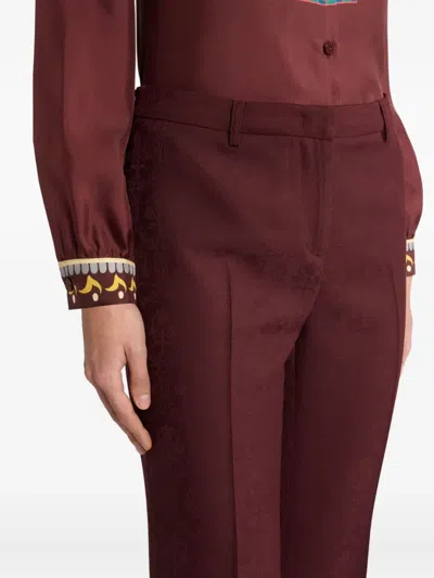 Etro Flared Leg Trousers With Pockets And Loops In Brown