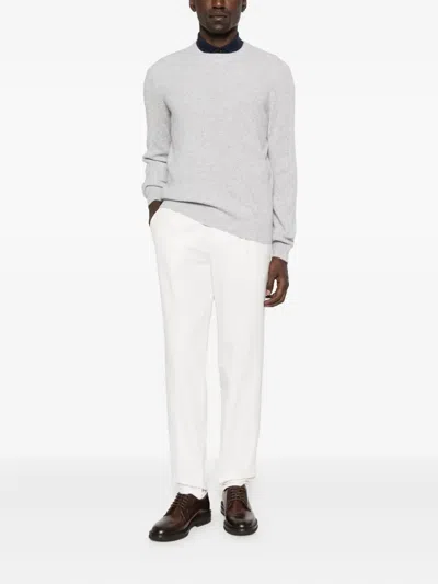 Brunello Cucinelli Tailored White Trousers With Classic Waistband In Neutral