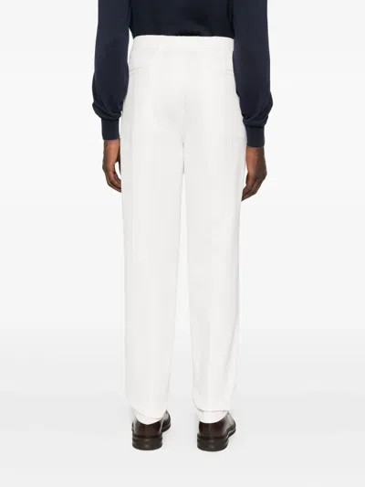 Brunello Cucinelli Tailored White Trousers With Classic Waistband In Neutral