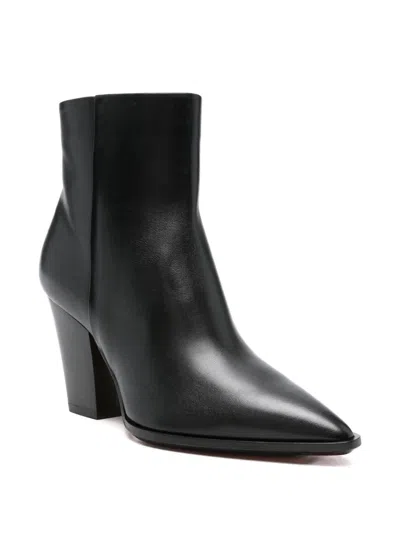 Santoni Pointed-toe Block-heel Boots In Black