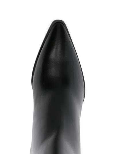 Santoni Pointed-toe Block-heel Boots In Black