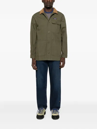 Patagonia Point Reyes Corduroy-collar Button-front Jacket In Green