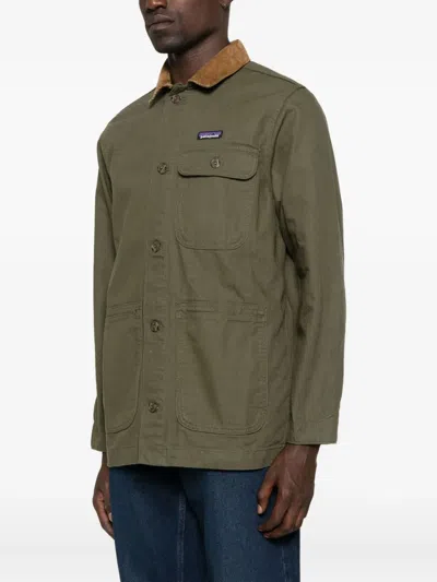 Patagonia Point Reyes Corduroy-collar Button-front Jacket In Green