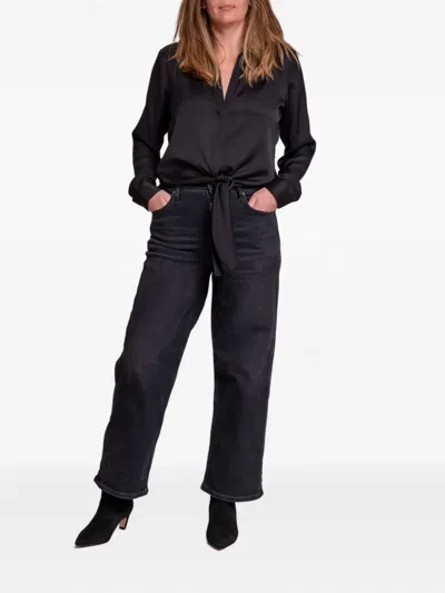 Silk95five Thai Tie-front Top In Black