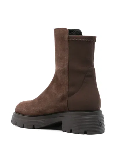 Stuart Weitzman Ankle Boots With Chunky Heel And Round Toe In Brown