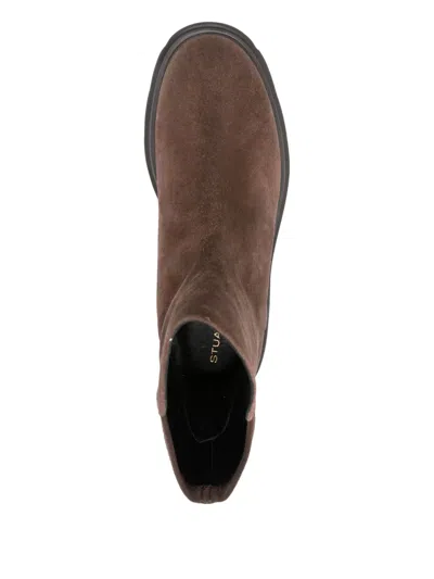 Stuart Weitzman Ankle Boots With Chunky Heel And Round Toe In Brown