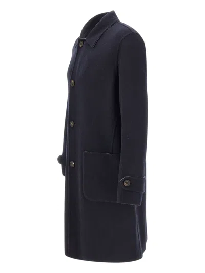 Eleventy Classic-collar Wool Coat In Black
