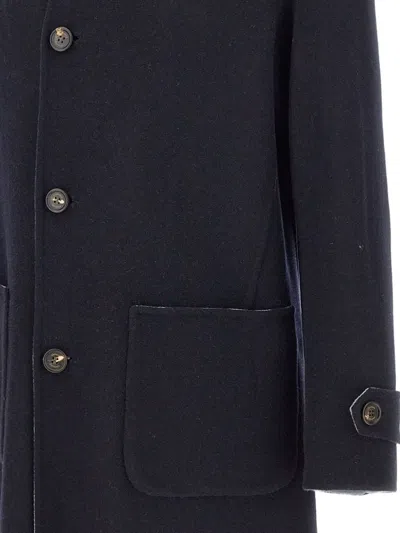 Eleventy Classic-collar Wool Coat In Black