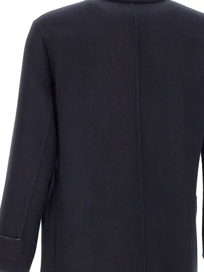 Eleventy Classic-collar Wool Coat In Black