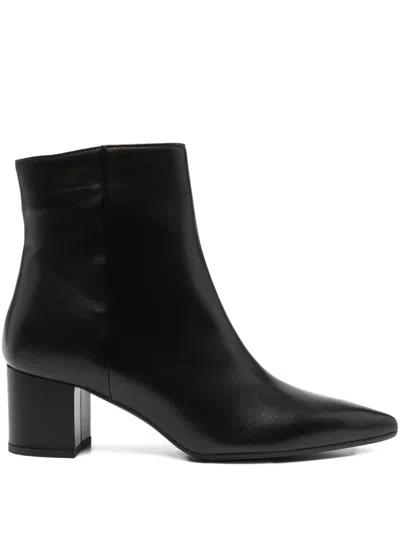 Thea Mika 50mm Pointed-toe Block-heel Boots In Black
