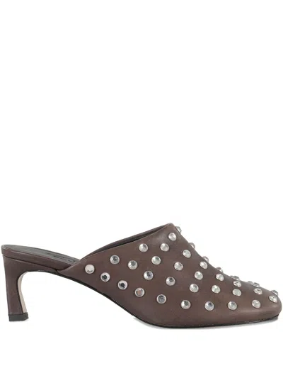 Tela Mies Mule With All-over Rhinestones And Pointed Toe In Brown