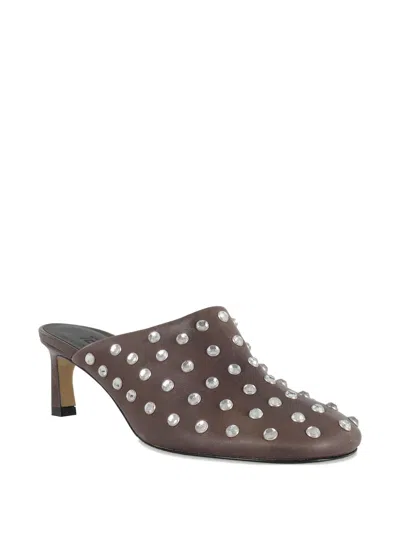 Tela Mies Mule With All-over Rhinestones And Pointed Toe In Brown
