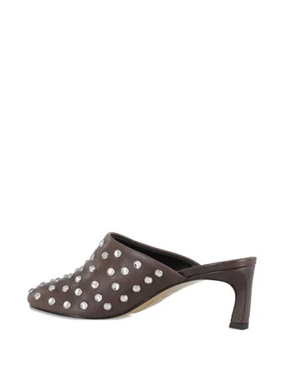 Tela Mies Mule With All-over Rhinestones And Pointed Toe In Brown