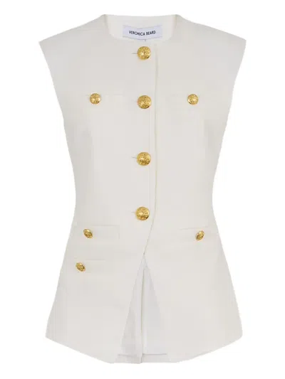 Veronica Beard Tamara Sleeveless Waistcoat In White