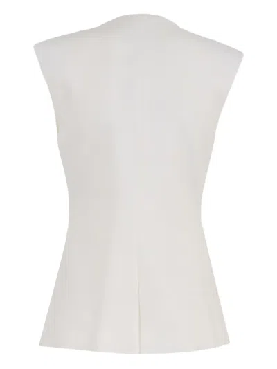 Veronica Beard Tamara Sleeveless Waistcoat In White