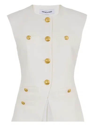 Veronica Beard Tamara Sleeveless Waistcoat In White