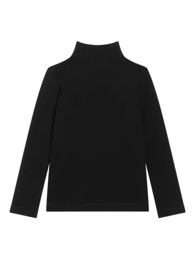 Dolce & Gabbana Black Turtleneck Sweater For Girl With Pink Logo In Black