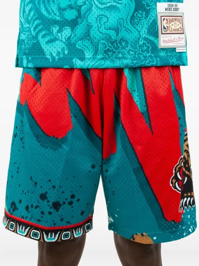 Mitchell & Ness Grizzly-print Mesh Shorts In Blue
